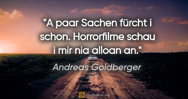 Andreas Goldberger Zitat: "A paar Sachen fürcht i schon. Horrorfilme schau i mir nia..."