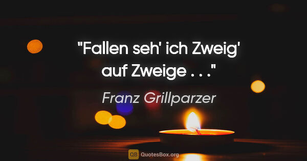 Franz Grillparzer Zitat: "Fallen seh' ich Zweig' auf Zweige . . ."