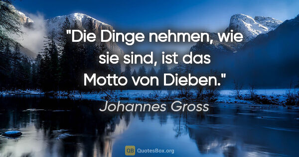 Johannes Gross Zitat: "Die Dinge nehmen, wie sie sind, ist das Motto von Dieben."