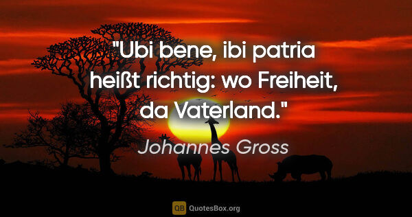 Johannes Gross Zitat: "Ubi bene, ibi patria heißt richtig: wo Freiheit, da Vaterland."