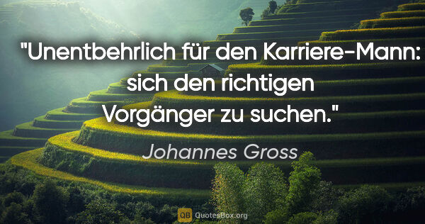 Johannes Gross Zitat: "Unentbehrlich für den Karriere-Mann: sich den richtigen..."