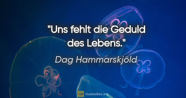 Dag Hammarskjöld Zitat: "Uns fehlt die Geduld des Lebens."