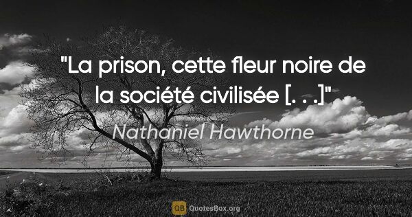 Nathaniel Hawthorne Zitat: "La prison, cette fleur noire de la société civilisée [. . .]"