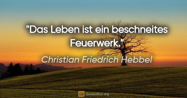 Christian Friedrich Hebbel Zitat: "Das Leben ist ein beschneites Feuerwerk."