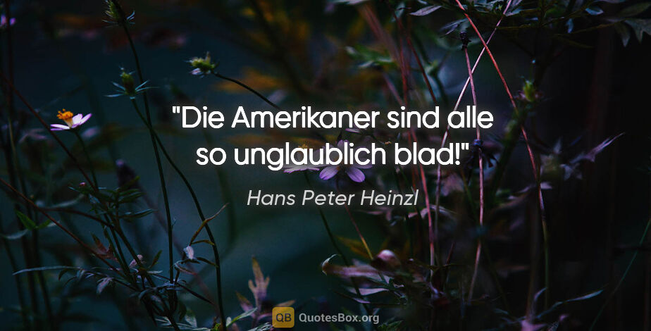 Hans Peter Heinzl Zitat: "Die Amerikaner sind alle so unglaublich blad!"