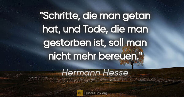 Hermann Hesse Zitat: "Schritte, die man getan hat, und Tode, die man gestorben ist,..."