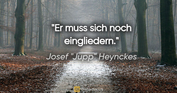 Josef "Jupp" Heynckes Zitat: "Er muss sich noch eingliedern."