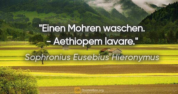 Sophronius Eusebius Hieronymus Zitat: "Einen Mohren waschen. - Aethiopem lavare."