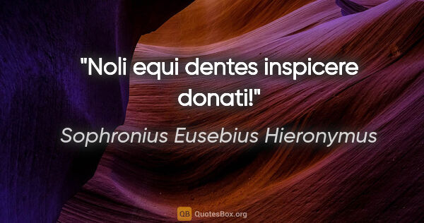 Sophronius Eusebius Hieronymus Zitat: "Noli equi dentes inspicere donati!"