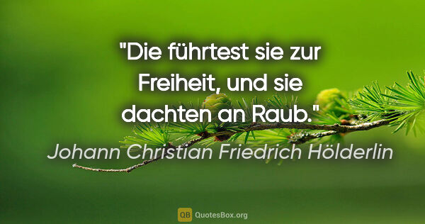 Johann Christian Friedrich Hölderlin Zitat: "Die führtest sie zur Freiheit, und sie dachten an Raub."