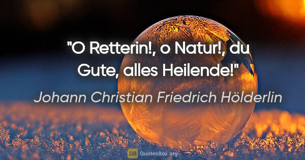 Johann Christian Friedrich Hölderlin Zitat: "O Retterin!, o Natur!, du Gute, alles Heilende!"