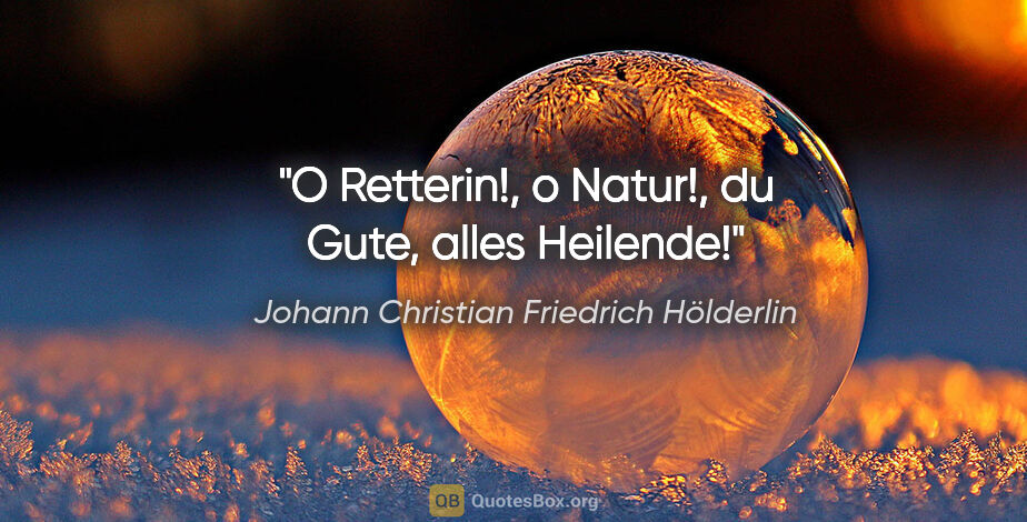 Johann Christian Friedrich Hölderlin Zitat: "O Retterin!, o Natur!, du Gute, alles Heilende!"