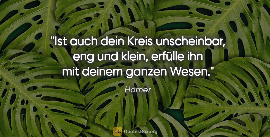 Homer Zitat: "Ist auch dein Kreis unscheinbar, eng und klein, erfülle ihn..."