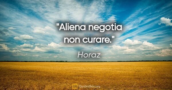 Horaz Zitat: "Aliena negotia non curare."