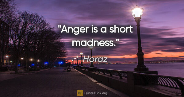 Horaz Zitat: "Anger is a short madness."