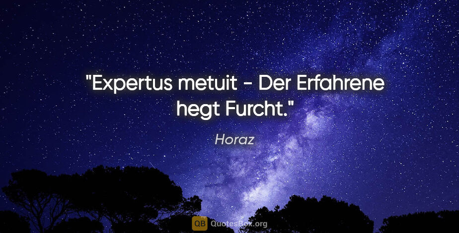 Horaz Zitat: "Expertus metuit - Der Erfahrene hegt Furcht."