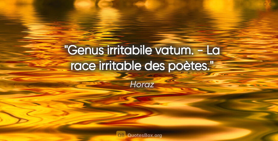 Horaz Zitat: "Genus irritabile vatum. - La race irritable des poètes."