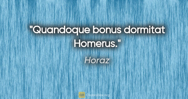 Horaz Zitat: "Quandoque bonus dormitat Homerus."