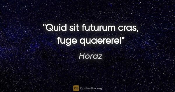 Horaz Zitat: "Quid sit futurum cras, fuge quaerere!"