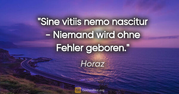 Horaz Zitat: "Sine vitiis nemo nascitur - Niemand wird ohne Fehler geboren."