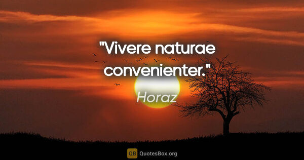 Horaz Zitat: "Vivere naturae convenienter."