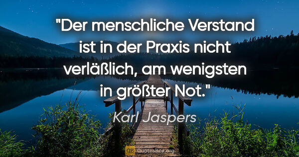 Karl Jaspers Zitat: "Der menschliche Verstand ist in der Praxis nicht verläßlich,..."