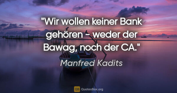 Manfred Kadits Zitat: "Wir wollen keiner Bank gehören - weder der Bawag, noch der CA."