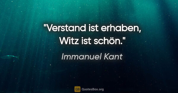 Immanuel Kant Zitat: "Verstand ist erhaben, Witz ist schön."