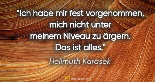 Hellmuth Karasek Zitat: "Ich habe mir fest vorgenommen, mich nicht unter meinem Niveau..."