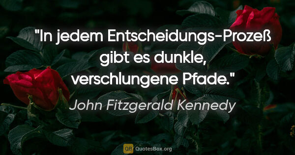 John Fitzgerald Kennedy Zitat: "In jedem Entscheidungs-Prozeß gibt es dunkle, verschlungene..."