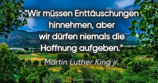 Martin Luther King jr. Zitat: "Wir müssen Enttäuschungen hinnehmen, aber wir dürfen niemals..."