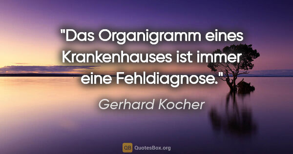 Gerhard Kocher Zitat: "Das Organigramm eines Krankenhauses ist immer eine Fehldiagnose."