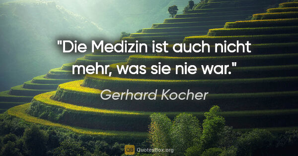 Gerhard Kocher Zitat: "Die Medizin ist auch nicht mehr, was sie nie war."