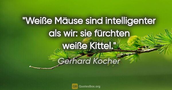 Gerhard Kocher Zitat: "Weiße Mäuse sind intelligenter als wir: sie fürchten weiße..."