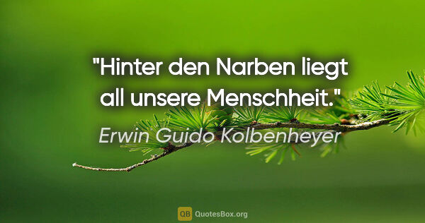 Erwin Guido Kolbenheyer Zitat: "Hinter den Narben liegt all unsere Menschheit."