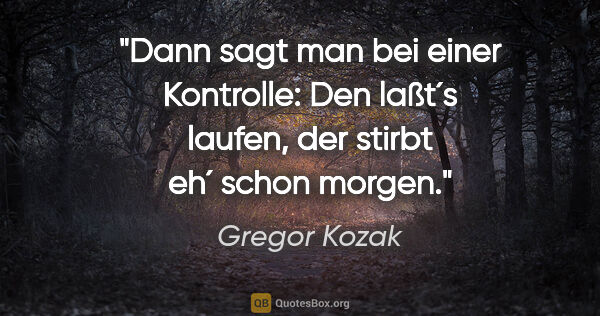 Gregor Kozak Zitat: "Dann sagt man bei einer Kontrolle: Den laßt´s laufen, der..."