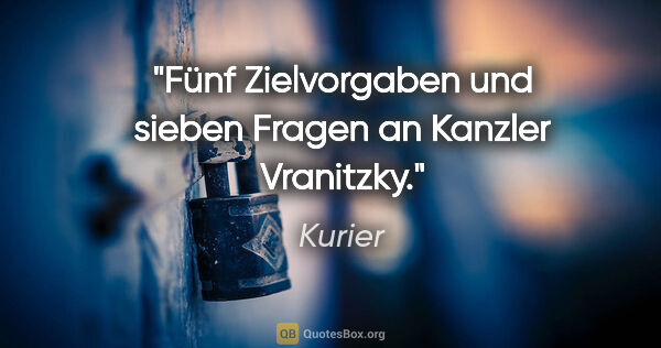 Kurier Zitat: "Fünf Zielvorgaben und sieben Fragen an Kanzler Vranitzky."