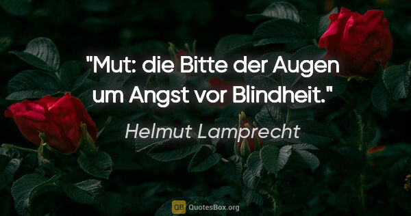 Helmut Lamprecht Zitat: "Mut: die Bitte der Augen um Angst vor Blindheit."