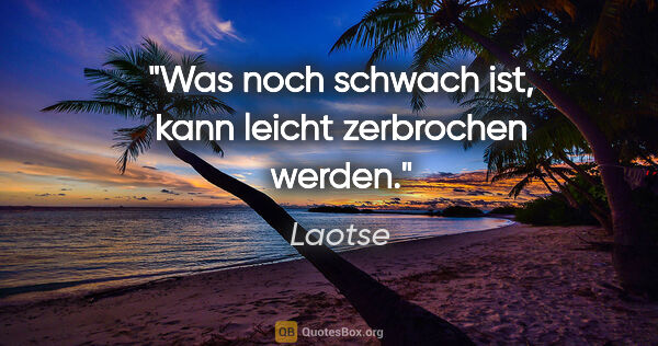 Laotse Zitat: "Was noch schwach ist, kann leicht zerbrochen werden."