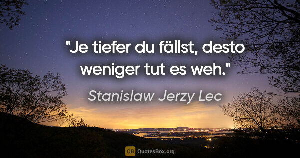 Stanislaw Jerzy Lec Zitat: "Je tiefer du fällst, desto weniger tut es weh."