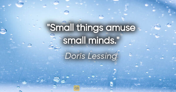 Doris Lessing Zitat: "Small things amuse small minds."