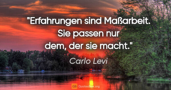 Carlo Levi Zitat: "Erfahrungen sind Maßarbeit. Sie passen nur dem, der sie macht."