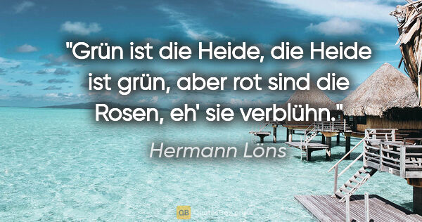 Hermann Löns Zitat: "Grün ist die Heide, die Heide ist grün, aber rot sind die..."