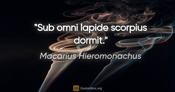 Macarius Hieromonachus Zitat: "Sub omni lapide scorpius dormit."