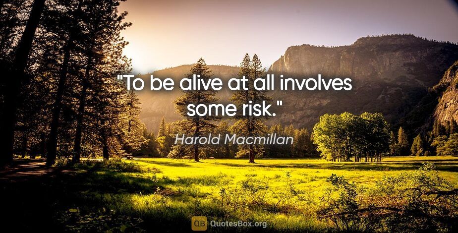 Harold Macmillan Zitat: "To be alive at all involves some risk."
