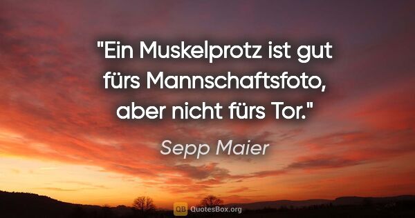 Sepp Maier Zitat: "Ein Muskelprotz ist gut fürs Mannschaftsfoto, aber nicht fürs..."