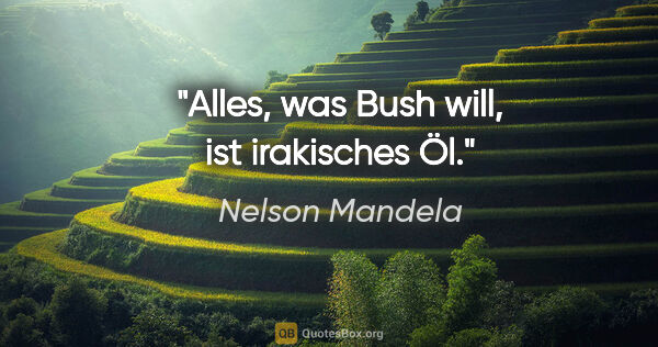 Nelson Mandela Zitat: "Alles, was Bush will, ist irakisches Öl."