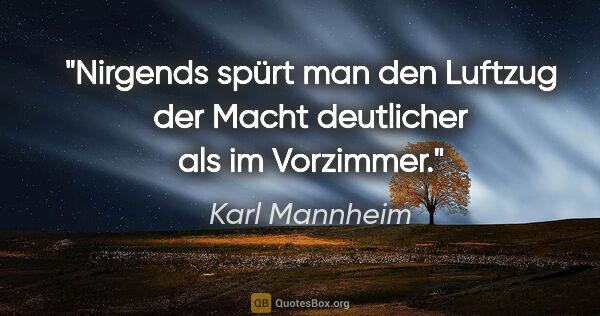 Karl Mannheim Zitat: "Nirgends spürt man den Luftzug der Macht deutlicher als im..."