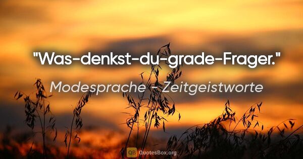 Modesprache - Zeitgeistworte Zitat: "Was-denkst-du-grade-Frager."