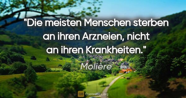 Molière Zitat: "Die meisten Menschen sterben an ihren Arzneien, nicht an ihren..."